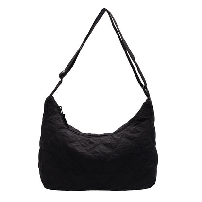 2025 ZLLKL Korean version of fashion diamond shoulder bag popular new casual large-capacity messenger bag solid color simple cotton clothes dumpling bag