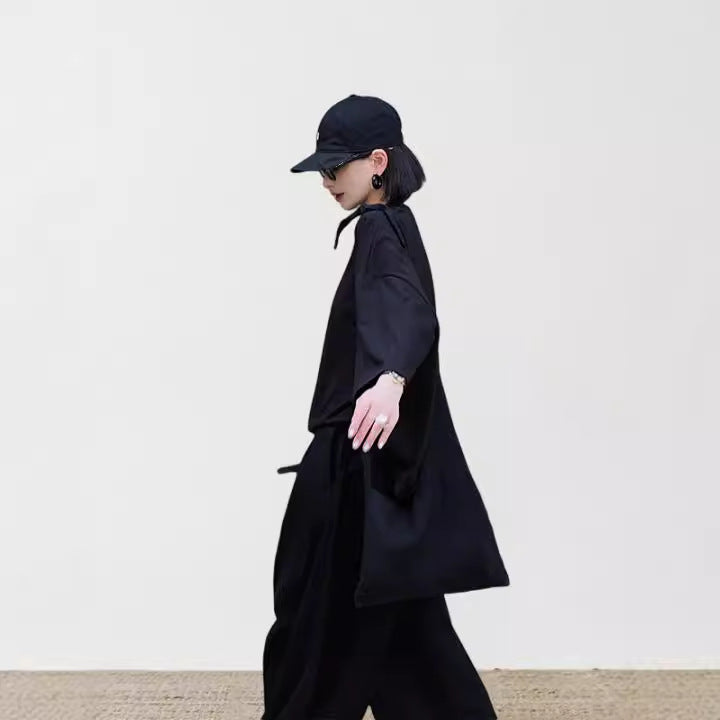 2025 Women's autumn women's suit, nine-quarter-sleeved loose fleece cardigan jacket B0939 simple silhouette casual pants