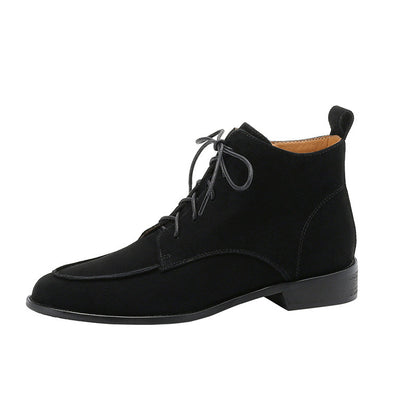 2025  Martin boots women's popular new matte retro boots thick heel lace-up high-end small short boots women's autumn and winter