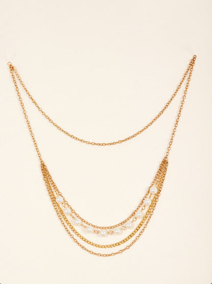 FB3337 2025 waist chain pearl chain metal chain combination multi-layer wave fringed waist chain body chain