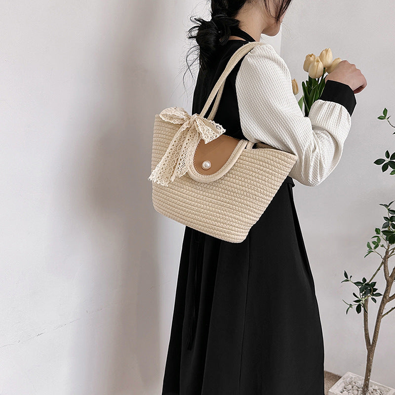 ZLLKL 2025Cross-border bags women's bags  new simple fashion bags large capacity shoulder armpit bag straw tote bag
