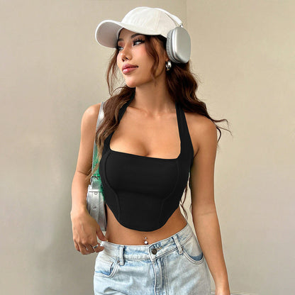 ins new popular  New women's clothing temu sexy babes fashion neck irregular hem vest