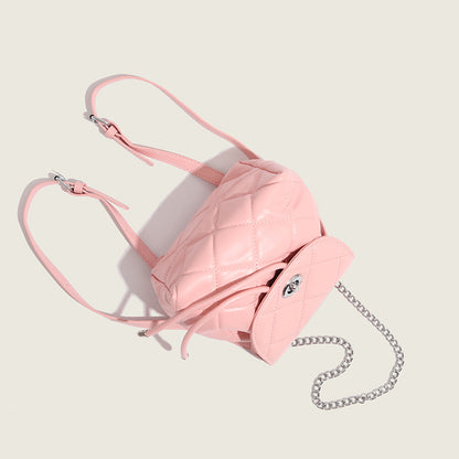 ZLLKL 2025 Backpack Women's Fashion popular Korean Edition Niche Design Rhombus Chain Backpack Small Women's White Backpack