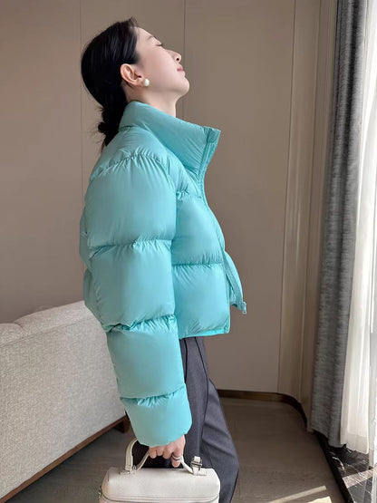 winter new Kendou style thickened stand-up neck cotton coat women's short fashion small cotton coat