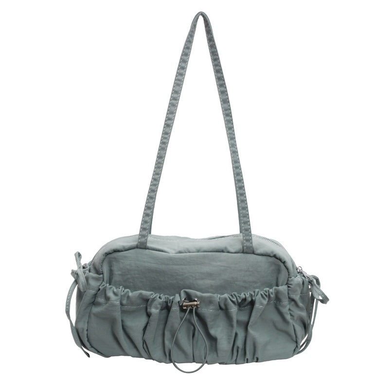 2025 ZLLKL Korean version of fashion pleated shoulder bag popular new casual small square bag large capacity versatile nylon underarm tote bag
