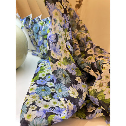 Silk shirt women's  spring and summer new mulberry silk design sense niche long-sleeved top, unique printed shirt