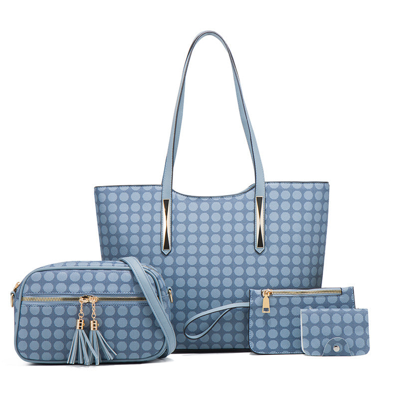 ZLLKL 2025popular spring and summer new simple shopping bag polka dot tote bag shoulder handbag large capacity mother and child large bag women's bag