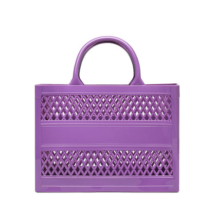 ZLLKL 2025 Trendy PVC Barbie Jelly Bag ins Beach Bag Large Capacity Storage Hollow Beach Bag Shopping Basket Portable Customization