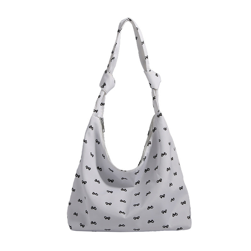 2025 ZLLKL Korean version of fashionable nylon shoulder bag popular new small fresh bow tote bag simple Popular style underarm bag women