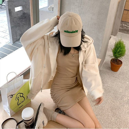 Pure Desire Vest Dress Women's Summer Square Collar Slimming Slimming Short Skirt Hot Girl Square Collar Knitted Fitted Waist Hip Skirt