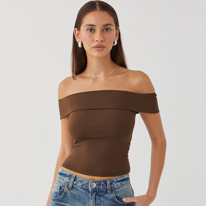 ZllKl  European and American Women's Clothing  Summer New Tube Top Sexy T-shirt off-Shoulder Hot Girl Pure Desire Style Top for Women