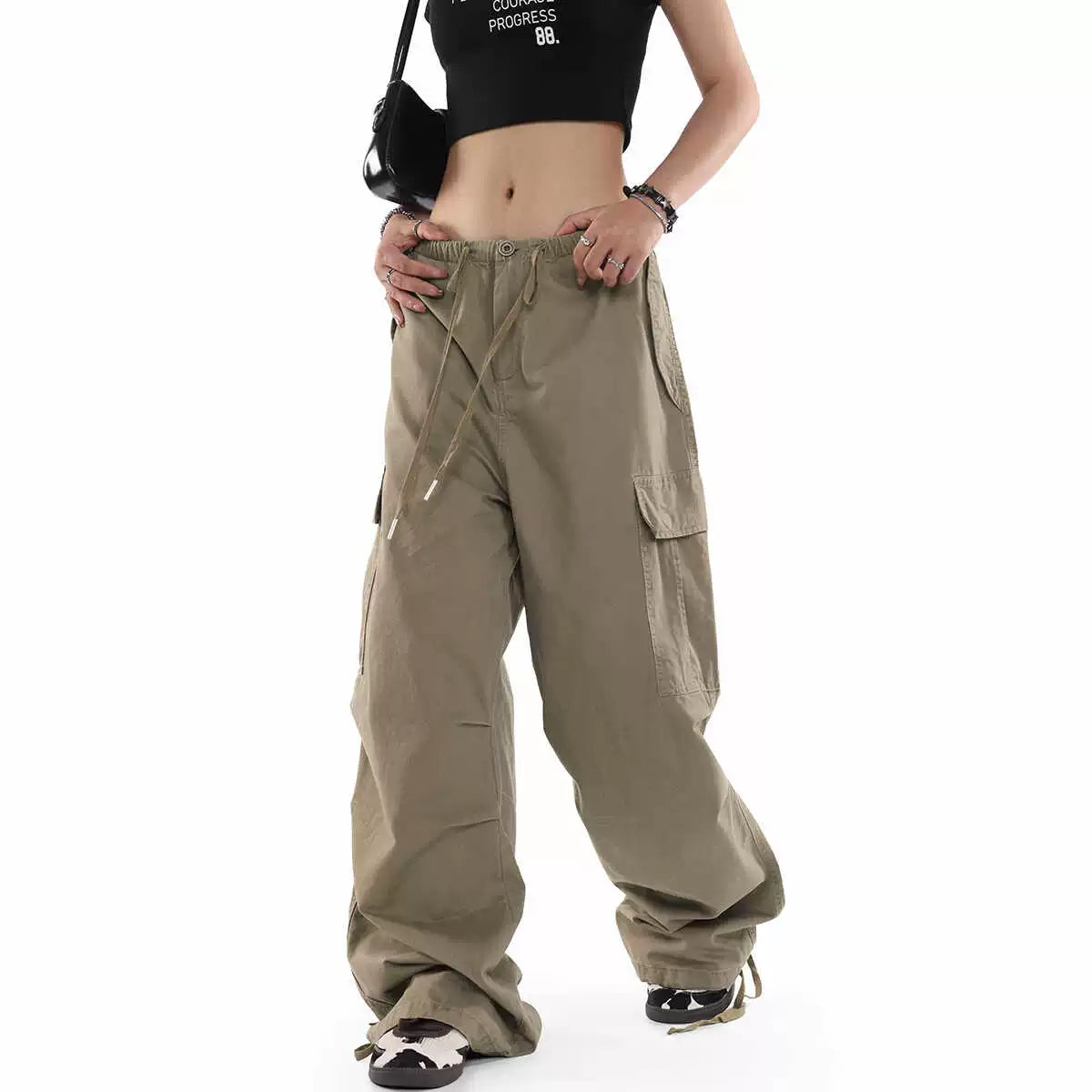 0123Start n wide-leg paratrooper overalls men's and women's loose straight retro mopping casual parachute pants