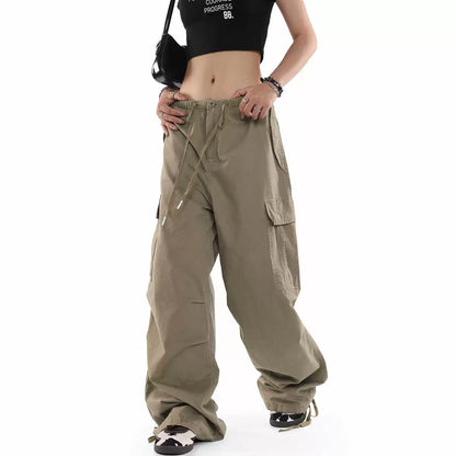 0123Start n wide-leg paratrooper overalls men's and women's loose straight retro mopping casual parachute pants