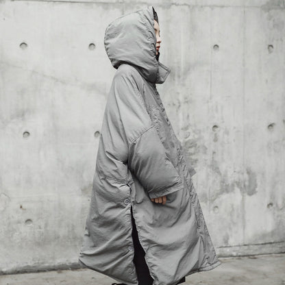 European and American fashion design sense thickened coat women's winter new slit loose hooded large cotton-padded clothes long cotton clothes trendy