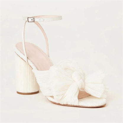 ZllKl  Dropshopping Summer Open Toed Bow 40-47 High Heels Party Dress Wedding Women's Sandals