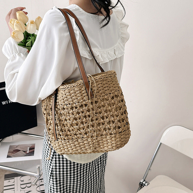 ZLLKL 2025Summer casual simple large-capacity bag women's  new fashion woven shoulder bag simple Popular tote bag
