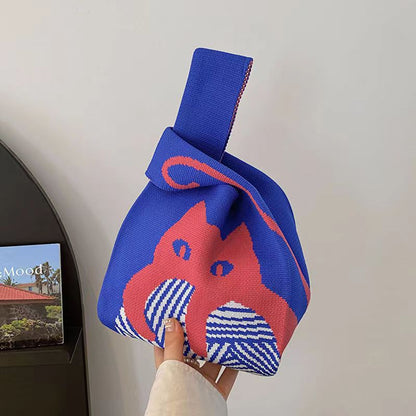 ZllKl  Knitted Bag with Hand Gift Bag Handbag Rabbit Hand Bag Ins Large Capacity Gift Bag Small Handbag Wrist