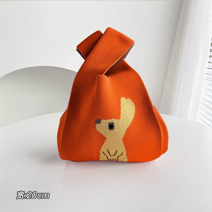 ZllKl  Knitted Bag with Hand Gift Bag Handbag Rabbit Hand Bag Ins Large Capacity Gift Bag Small Handbag Wrist
