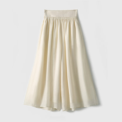 2025 Natural fiber lyocell, cool wide-leg culottes, Japanese literary and artistic style swinging pants design sense skirt women's clothing