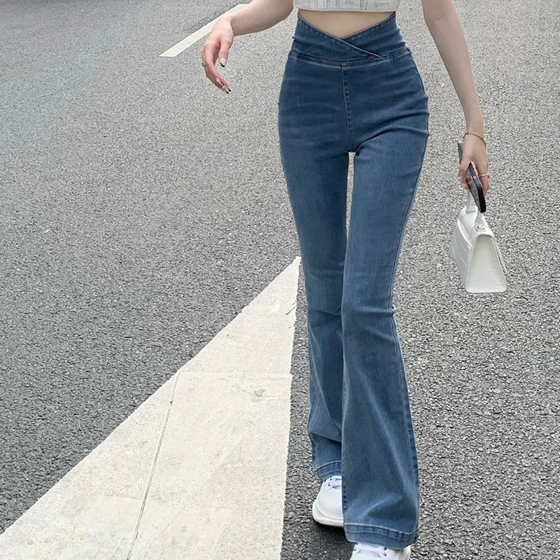 2025 New High Waist Hip Lift Slimming Jeans Women's Stretch Fitted Boot-Cut Pants