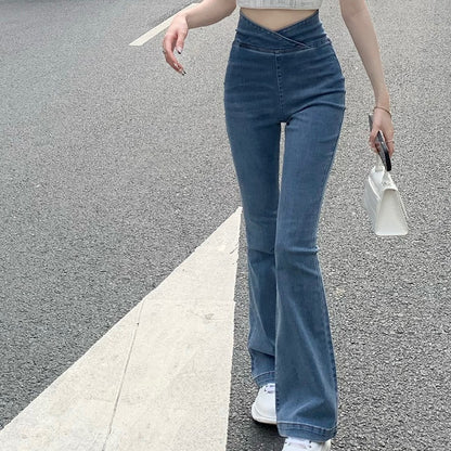 2025 New High Waist Hip Lift Slimming Jeans Women's Stretch Fitted Boot-Cut Pants