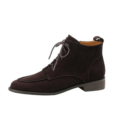 2025  Martin boots women's popular new matte retro boots thick heel lace-up high-end small short boots women's autumn and winter