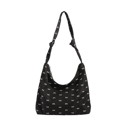 2025 ZLLKL Korean version of fashionable nylon shoulder bag popular new small fresh bow tote bag simple Popular style underarm bag women