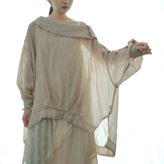casual literary bat sleeve holiday shirt, retro fairy wide shawl top S23187