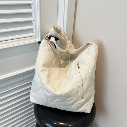 2025 ZLLKL popular new Korean version fashion cotton clothes embroidered cloud pleated shoulder bag large capacity space cotton casual tote bag