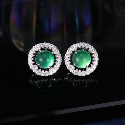 2025 S925 Silver Needle Temperament Earrings New Retro High-end National Style Earrings Advanced Sense New Chinese Exquisite Round Earrings