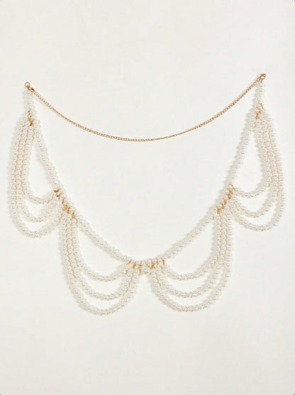 MW3318 2025 waist chain simple personality multi-layer wave fringe pendulum chain pearl chain waist chain waist decoration