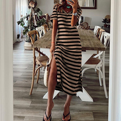 ZllKl  Spring  European and American Style Wish Best Selling Women's Clothes  Cross-Border Slit Loose Printed Skirt New Jumpsuit