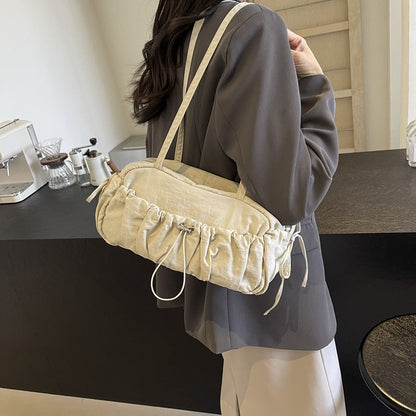 2025 ZLLKL Korean version of fashion pleated shoulder bag popular new casual small square bag large capacity versatile nylon underarm tote bag