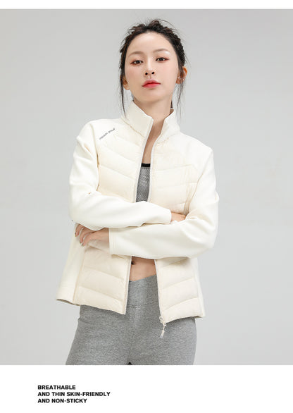 LuLu same winter new trendy brand new national standard 90 duck down outdoor sports stand-up collar down jacket women's short light and thin