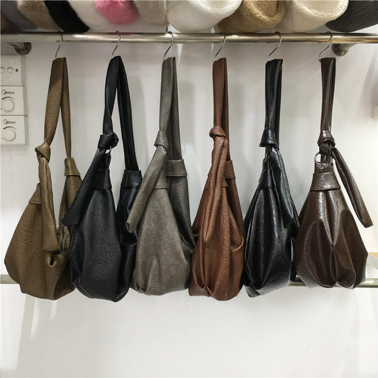 ZLLKL 2025 Korean ins large-capacity retro soft leather pleated dumpling bag lazy style casual versatile shoulder satchel women's bag