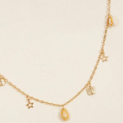 FB3358 2025 waist chain butterfly shell hollow pentagram pendant metal chain waist chain body chain
