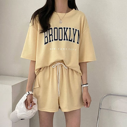 ZllKl Wholesale 100% short-sleeved shorts women's two-piece suit women's  new summer fashion casual sportswear loose