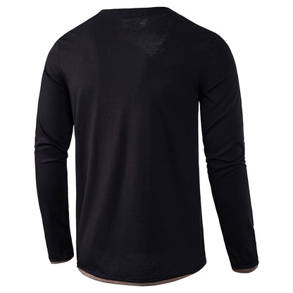 ZLLKL 2025 Hot trade men's long-sleeved men's clothes, autumn t-shirt  men's t-shirt solid color  Henry clothing customization