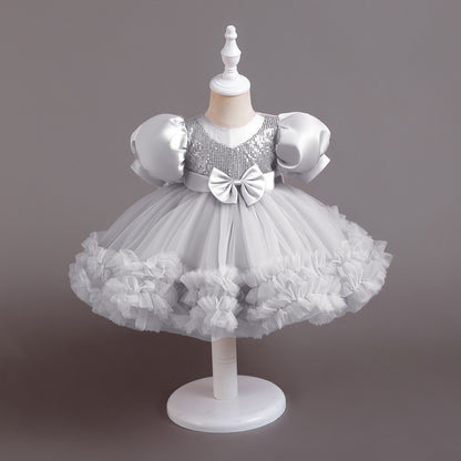 ZllKl  Princess Dress Girl Tulle Tutu Flower Girl Wedding Dress Little Girl Catwalk Children Evening Dress Host Costume for Piano Performance