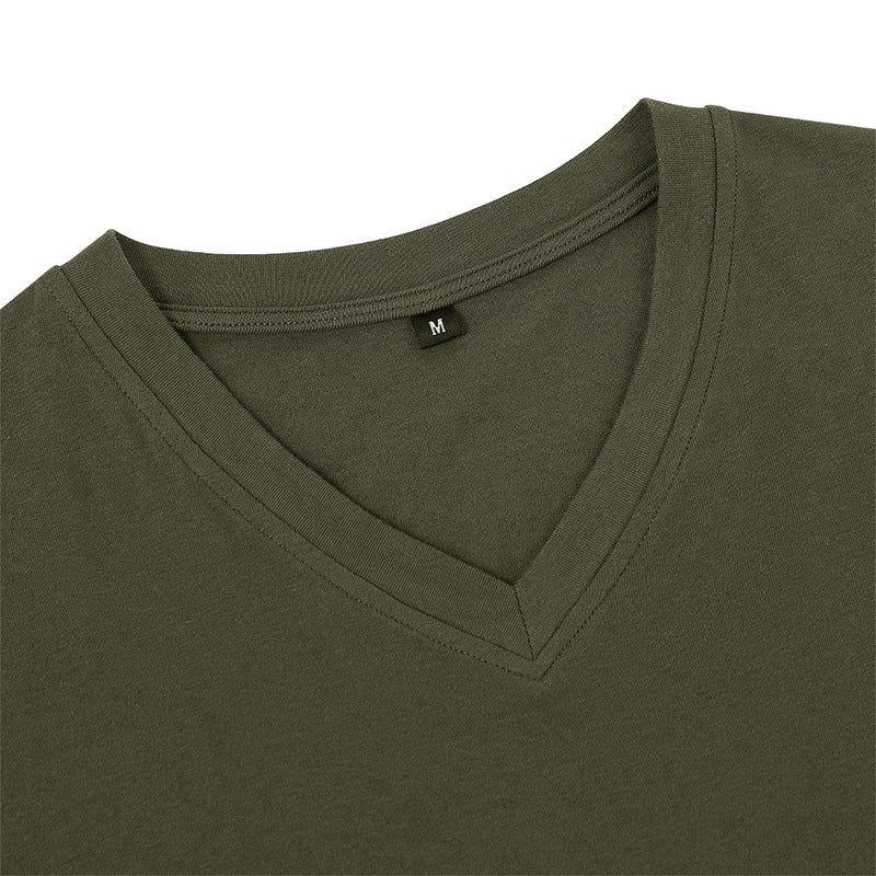 ZLLKL 2025 men's new solid color V-neck long-sleeved T-shirt,  men's pure cotton bottoming shirt top T-Shirt