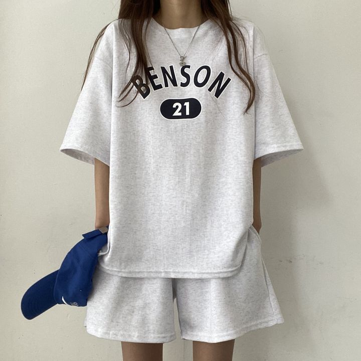 ZllKl 100% cotton-containing Korean version short-sleeved shorts set women's clothing two-piece set summer fashion casual sportswear loose wholesale