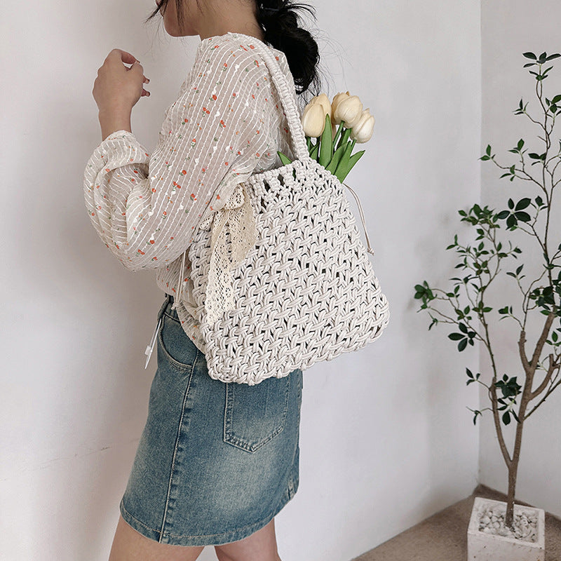 ZLLKL 2025Internet celebrity shoulder bag women's bag straw bag  new trendy leisure bag woven beach bag portable messenger bag