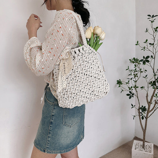ZLLKL 2025Internet celebrity shoulder bag women's bag straw bag  new trendy leisure bag woven beach bag portable messenger bag