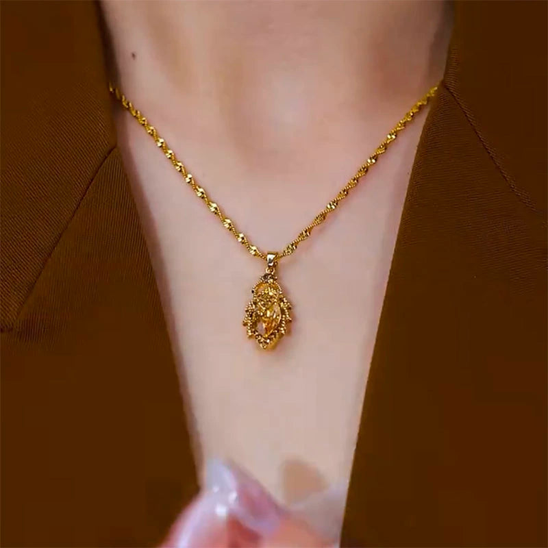 Korean version of fashion coffee color golden branches and jade leaves temperament necklace high-end design sense niche versatile get rich overnight collarbone chain