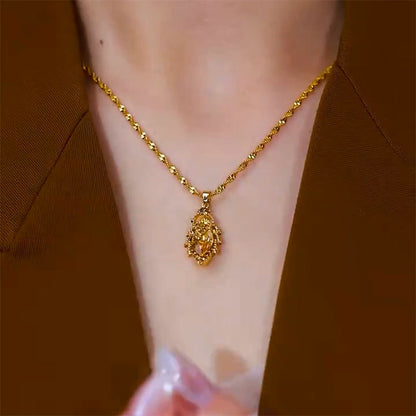Korean version of fashion coffee color golden branches and jade leaves temperament necklace high-end design sense niche versatile get rich overnight collarbone chain