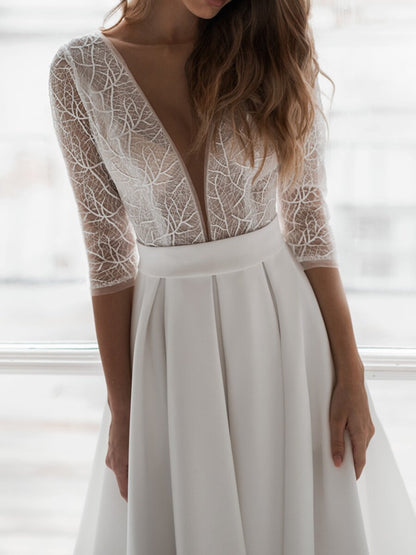 2021 spring and summer new New   2025 women's clothing pure white long-sleeved V-neck backless big swing dress