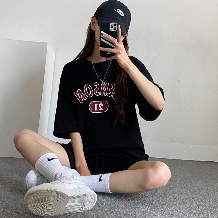 ZllKl 100% cotton-containing Korean version short-sleeved shorts set women's clothing two-piece set summer fashion casual sportswear loose wholesale