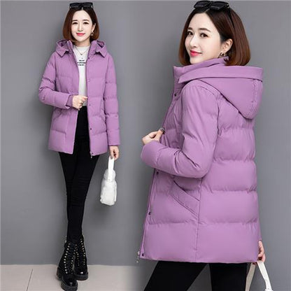 [Hat removable] Down cotton-padded clothes for women's winter 2025 new thickened cotton-padded jackets medium and long fashion loose cotton-padded clothes