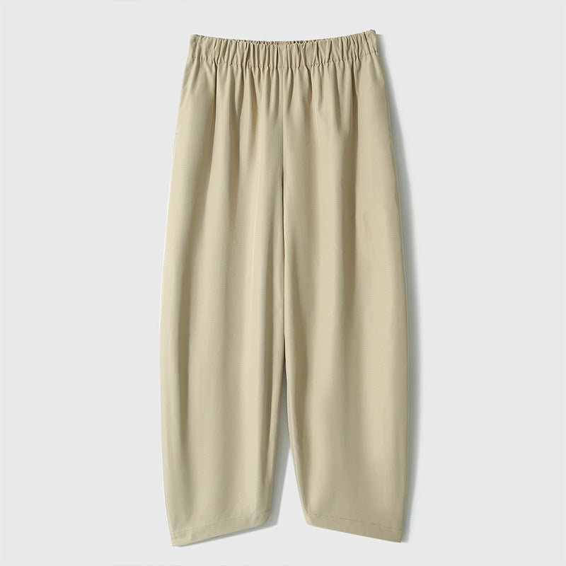2025 Nine-point pea pants Shu non-picking leg-shaped curved air feeling loose nine-point casual pants women's Harlan pants summer women's clothing