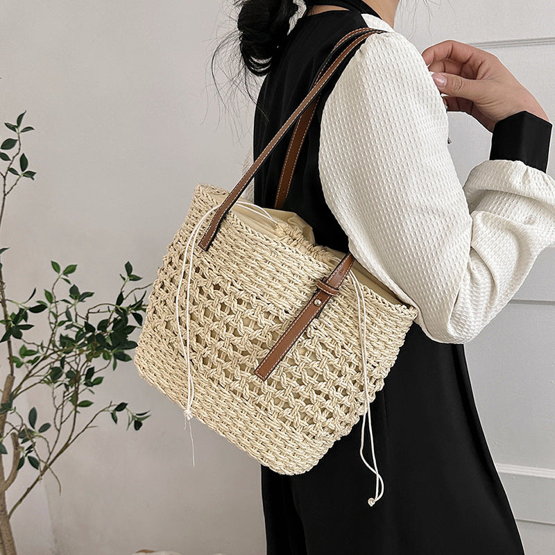 ZLLKL 2025Summer casual simple large-capacity bag women's  new fashion woven shoulder bag simple Popular tote bag